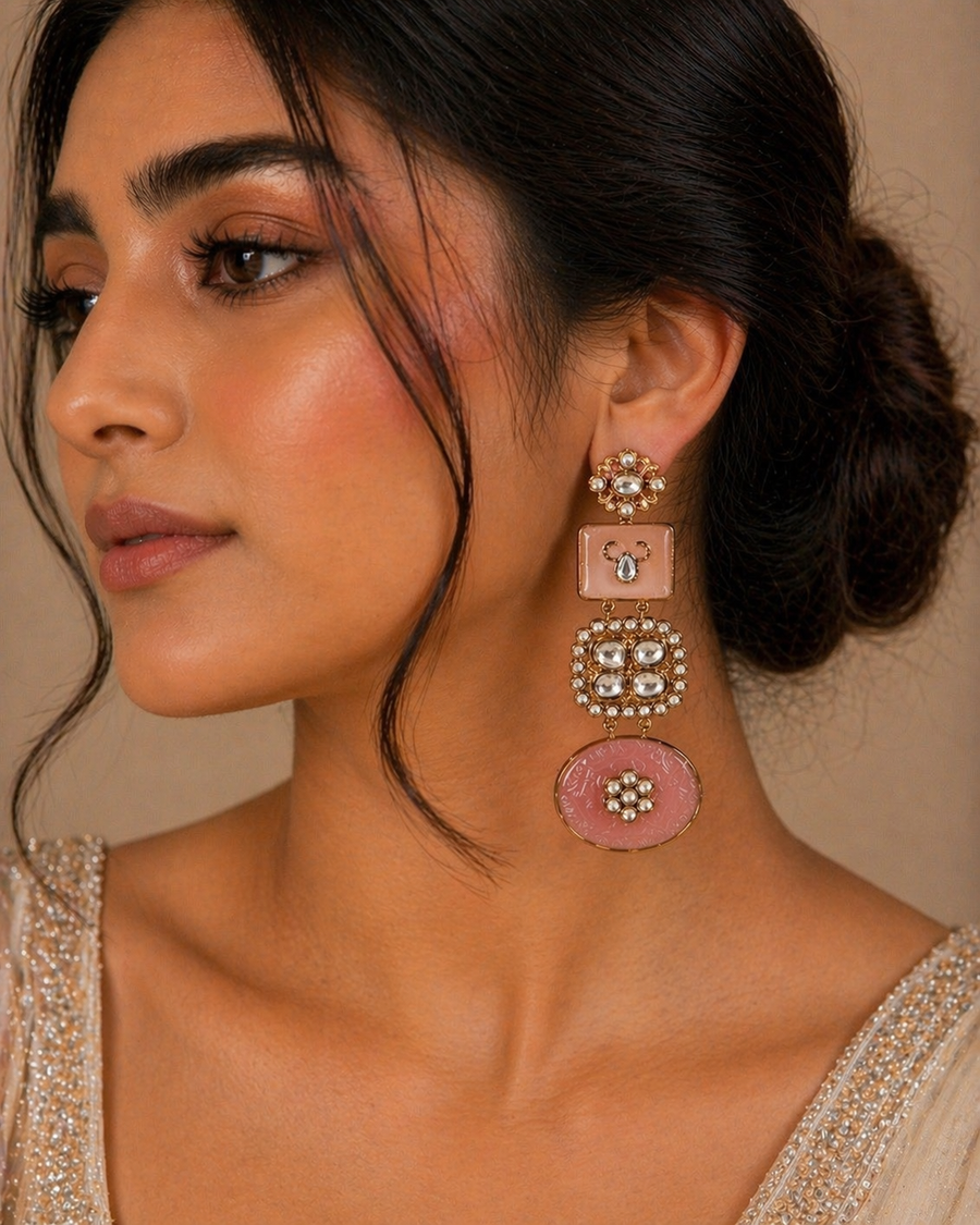 Elara Blush Kundan Pair