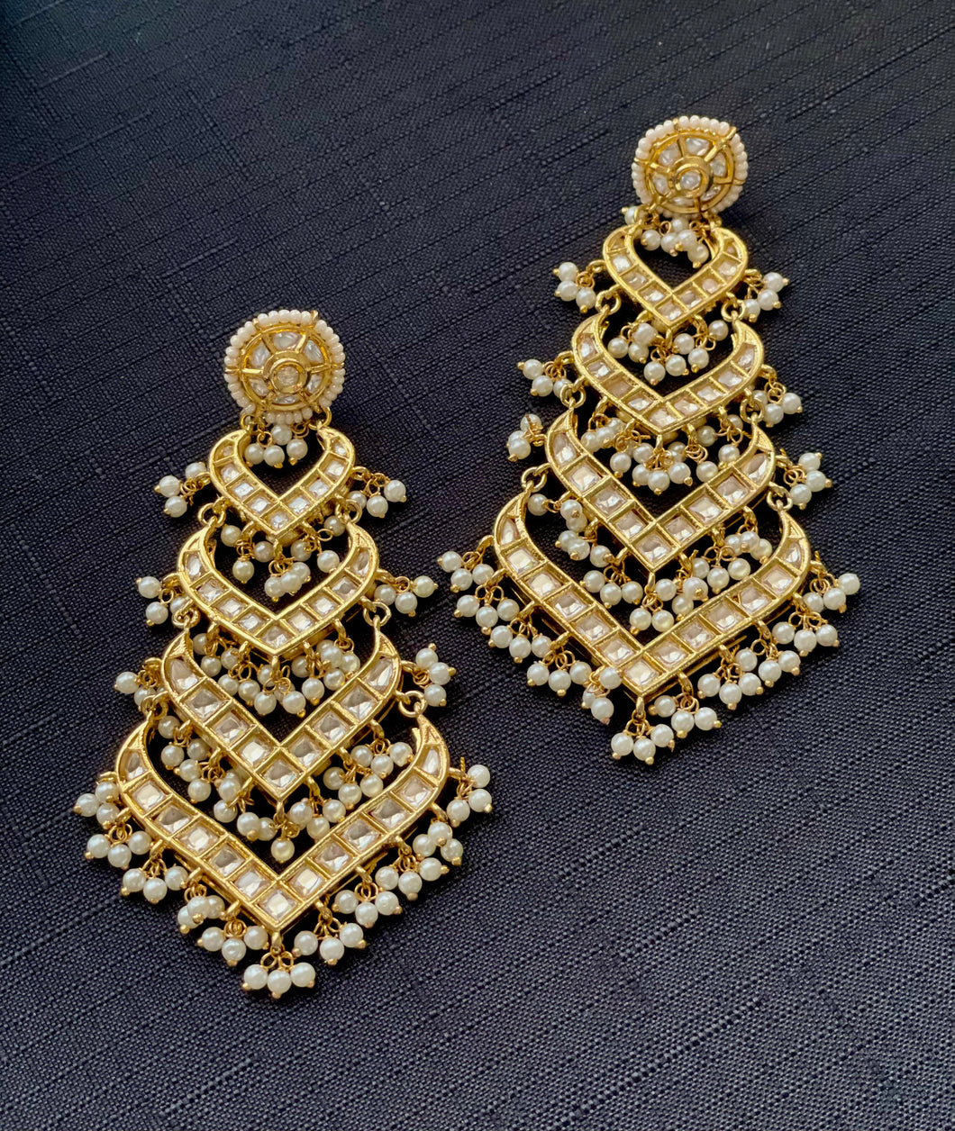 Statement Kundan Duster Earrings